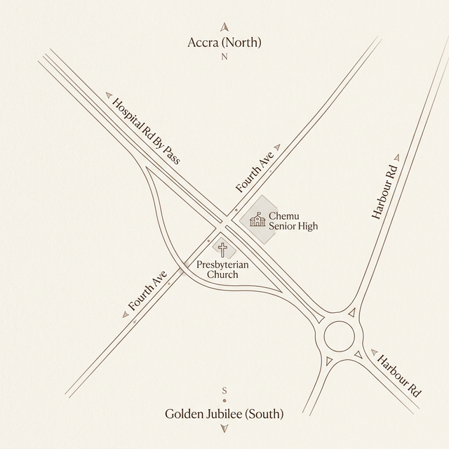 Stylized Route Map to Presbyterian Church